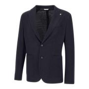 Blauwe Textuur Blazer met Revers Manuel Ritz , Blue , Heren