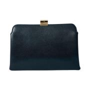 Clutch van natuurlijk korrelleer met logo The Row , Black , Dames