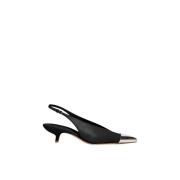 Chique Slingback Leren Hakken Sportmax , Black , Dames