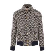 Jacquard Cardigan Sweaters Valentino Garavani , Brown , Heren