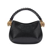 Tijgerkop Snake-Print Hobo Tas Roberto Cavalli , Black , Dames