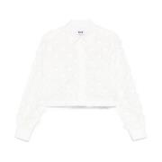 Witte Button-Up Overhemd Lange Mouwen Msgm , White , Dames