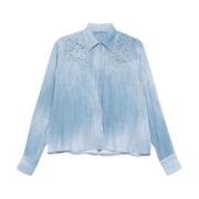 Casual Katoenen Overhemd in Blauw Ermanno Scervino , Blue , Dames