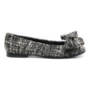 Zwart en Wit Tweed Ballerina Schoenen AGL , Multicolor , Dames