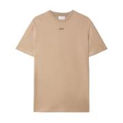 Zwarte katoenen T-shirt met logo Off White , Beige , Heren