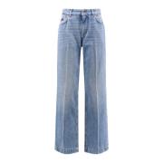 Logo Metal Plate Straight Leg Jeans Dolce & Gabbana , Blue , Dames