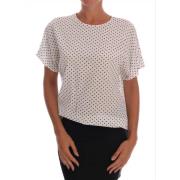 Chique Polka Dot Zijden Blouse Dolce & Gabbana , White , Dames