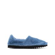 Blauwe Platte Schoenen Leren Ronde Neus Marni , Blue , Heren