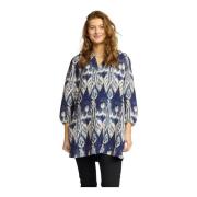 Blauwe Tuniek met ¾ Mouwen en V-Hals 2-Biz , Multicolor , Dames