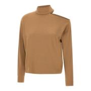 Bruine Sweater met Cut-Out Detail Kaos , Brown , Dames