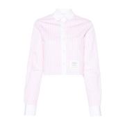 Roze Universiteit Streep Logo Shirt Thom Browne , Pink , Dames