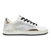 Witte leren sneakers met pailletten Crime London , White , Dames