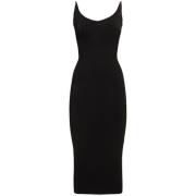 Zwarte Midi Jurk met Dunne Bandjes Mugler , Black , Dames