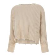 Angora Cream Sweater met Cable Weave Kaos , Beige , Dames