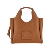 Gestructureerde leren shopper met Maxi H Hogan , Brown , Dames