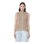 Gedistresseerde Katoenen Gebreid Vest MM6 Maison Margiela , Beige , Da...