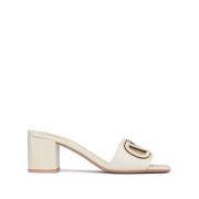 Ivoor Sandalen met VLogo Detail Valentino Garavani , Beige , Dames