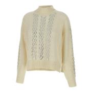 Witte wolmix trui met kraaldetails Kaos , Beige , Dames