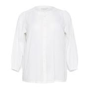 Krijt Shirt met ¾ Mouwen Kaffe Curve , White , Dames