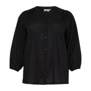 Zwart Diep Shirt met ¾ Mouwen Kaffe Curve , Black , Dames