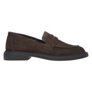 Donkerbruine Penny Loafers voor dames gemaakt van echt velours Estro ,...