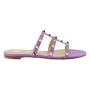 Paarse leren Rockstud sandalen Valentino Garavani , Purple , Dames