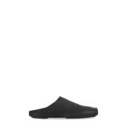 Zwarte Leren Vierkante Neus Platte Schoenen UMA Wang , Black , Dames