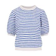 Gestreepte Korte Mouw Top Zusss , Blue , Dames