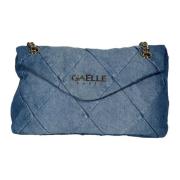 Denim Schoudertas met Metalen Logo Gaëlle Paris , Blue , Dames