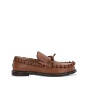 Bruine Leren Platte Schoenen met Strik JW Anderson , Brown , Heren