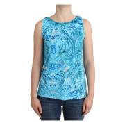 Elegante Mouwloze Top met Zijdedetails John Galliano , Blue , Dames