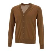 Bruine V-hals Cardigan Sweater Paolo Pecora , Brown , Heren