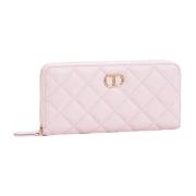 Roze Gewatteerde Portemonnee met Gouden Monogram Twinset , Pink , Dame...