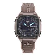 Bruine Siliconen Quartz Herenhorloge Adidas , Brown , Heren