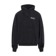 Zwarte Vernietigde Laagjes Hoodie Balenciaga , Black , Heren