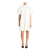 Elegante jurk met pofmouwen, wit Bruuns Bazaar , White , Dames