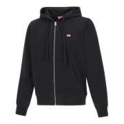 Zwarte Katoenmix Hoodie Trui Diesel , Black , Heren