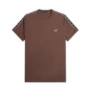 Contrast Rib Ringer T-Shirt Fred Perry , Brown , Heren