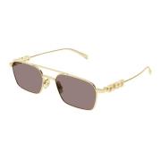 Metalen Frame Bruine Lens Zonnebril Gucci , Yellow , Unisex