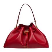 Rode Leren Bucket Bag met Trekkoord Jimmy Choo , Red , Dames