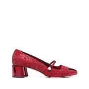 Rode Parel Glitter Kalf Sandalen Jimmy Choo , Red , Dames