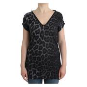 Luipaard Modal Top met V-hals Roberto Cavalli , Multicolor , Dames