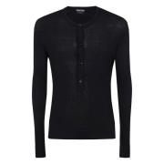 Henley Gebreide Trui Tom Ford , Black , Heren