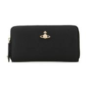 Klassieke Zwarte Leren Portemonnee Vivienne Westwood , Black , Dames