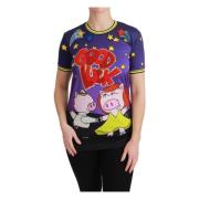 Elegant Crewneck T-shirt in Paars Dolce & Gabbana , Multicolor , Dames