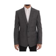 Elegante Martini Geruite Wollen Blazer Dolce & Gabbana , Gray , Heren