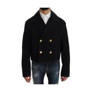 Elegante donkerblauwe Trenchcoat Jas Dolce & Gabbana , Blue , Heren