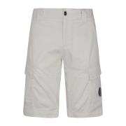 Cargo Bermuda Broek in Satin Stretch C.p. Company , White , Heren