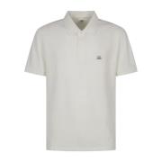 Polo met korte mouwen in stretch piqué C.p. Company , White , Heren