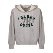 Vintage katoenen hoodie met borduursel Golden Goose , Gray , Heren